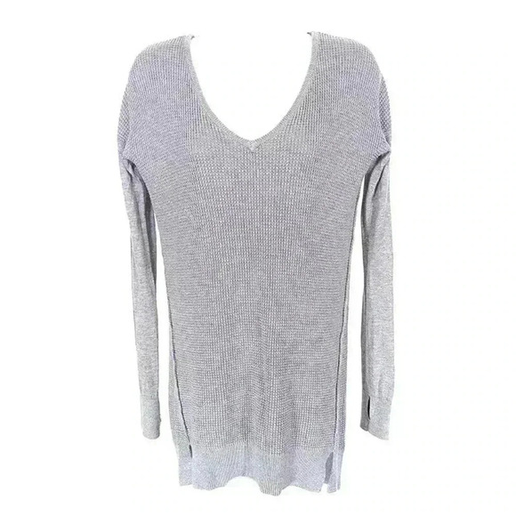 Lululemon The Sweater Life Gray 6 Thumbholes V-Neck Pullover Knit Cashmere Blend - Picture 1 of 4